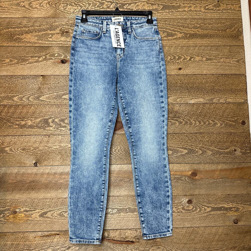 L'Agence Mid Rise Straight Leg Skinny Acid Wash Jeans Size 25 NWT